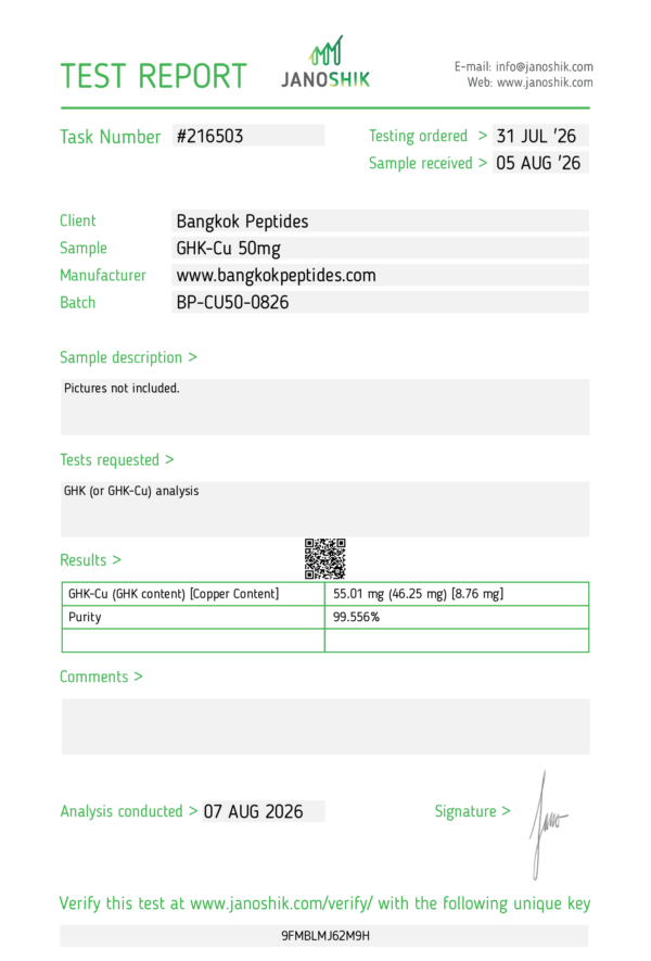 GHK-Cu 50mg Janoshik test bangkok peptides